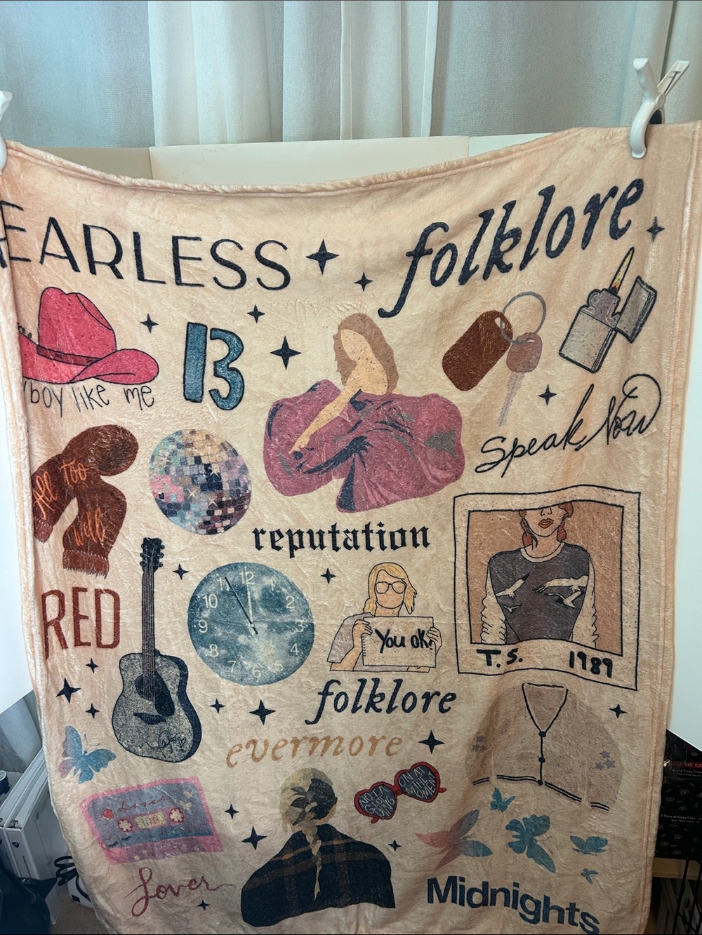 Taylor Swift Folklore & Evermore Themed Throw Blanket - Pink Beige